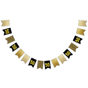Elegant 50th gold black banner party celebration