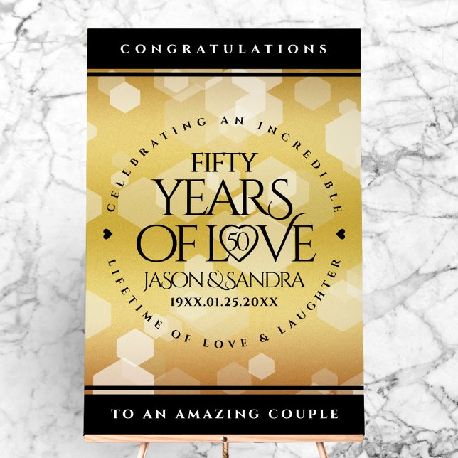 Elegant 50th Golden Wedding Anniversary Acrylic Sign (Elegant 50th Golden Wedding Anniversary Acrylic Sign Cover Photo)