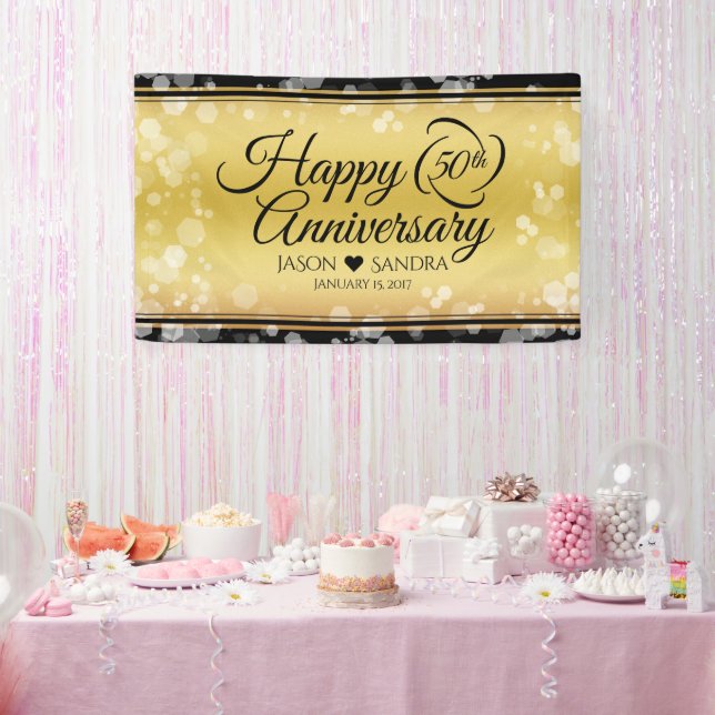 Elegant 50th Golden Wedding Anniversary Banner (Party)