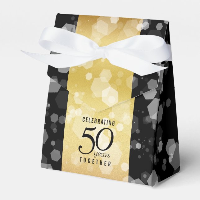Elegant 50th Golden Wedding Anniversary Favor Box (Front Side)