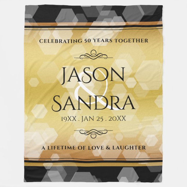 Elegant 50th Golden Wedding Anniversary Fleece Blanket (Front)