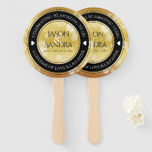 Elegant 50th Golden Wedding Anniversary Hand Fan