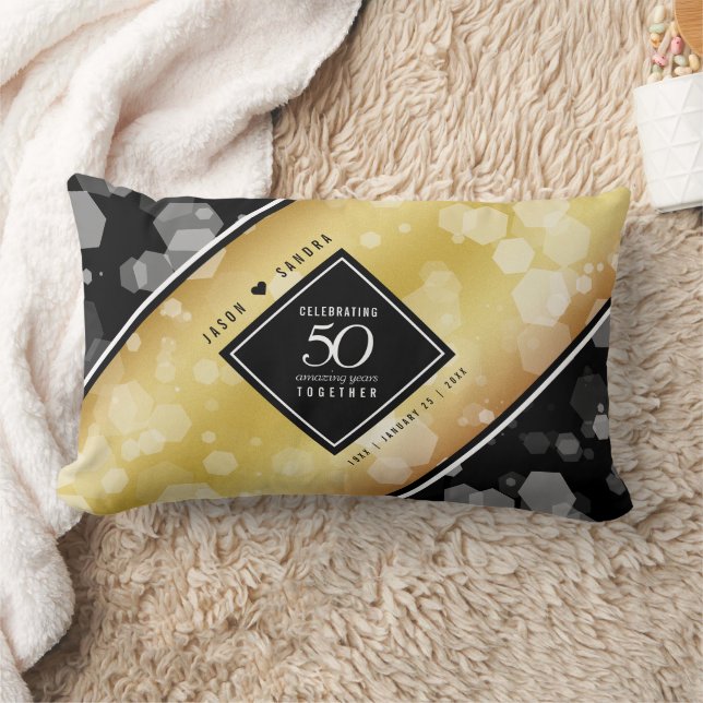 Elegant 50th Golden Wedding Anniversary Lumbar Pillow (Blanket)