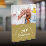 Elegant 50th Golden Wedding Anniversary  Photo Block<br><div class="desc">This chic 50th golden wedding anniversary keepsake can be personalized with the special couple's photo,  names and anniversary dates. Designed by Thisisnotme©</div>
