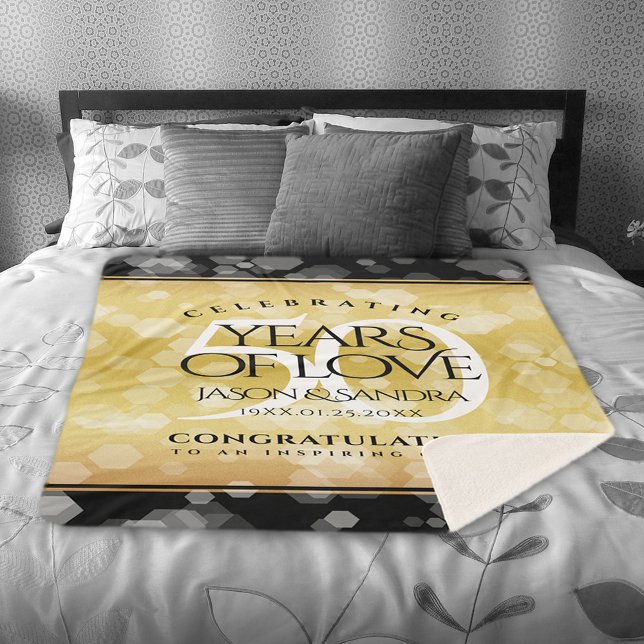 Elegant 50th Golden Wedding Anniversary Sherpa Blanket (Elegant 50th Golden Wedding Anniversary Sherpa Fleece Blanket Cover Photo.)