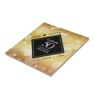 Elegant 50th Golden Wedding Anniversary Tile