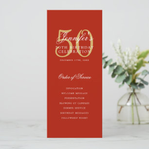 Elegant 50th Program Gold Red Menu+Thank You