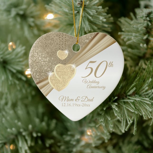 Elegant 50th Wedding Anniversary   Ceramic Ornament (Tree)