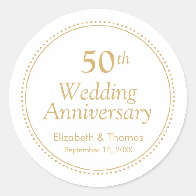 Elegant 50th Wedding Anniversary Classic Round Sticker (Front)