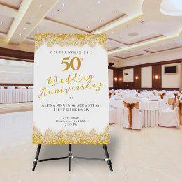 Elegant 50th Wedding Anniversary Faux Gold Glitter
