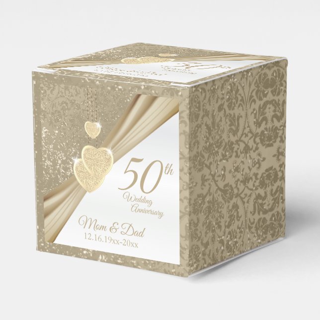Elegant 50th Wedding Anniversary Favor Box (Front Side)