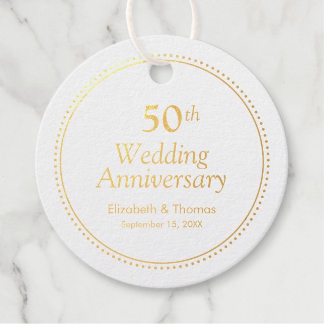 Elegant 50th Wedding Anniversary Favour Tags (Front)