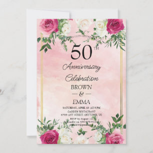 Elegant 50th Wedding Anniversary Floral Celebratio Invitation