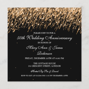 Elegant 50th Wedding Anniversary Gold Stars Invitation