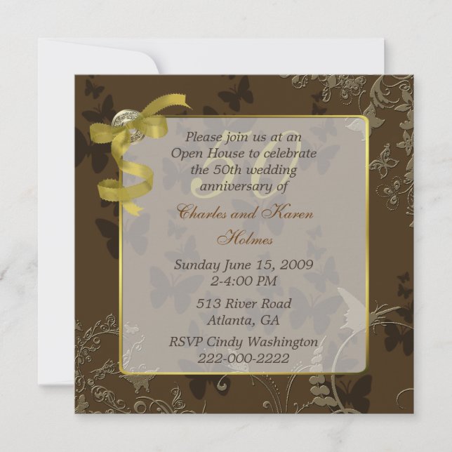 Elegant 50th Wedding Anniversary Invitation (Front)