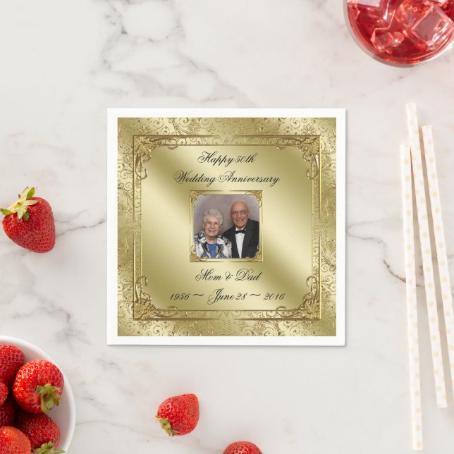 Elegant 50th Wedding Anniversary Paper Napkin (Insitu)