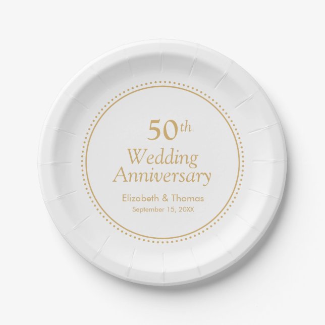 Elegant 50th Wedding Anniversary Paper Plate (Front)
