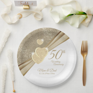 Elegant 50th Wedding Anniversary   Paper Plate