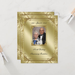 Elegant 50th Wedding Anniversary Photo Invite