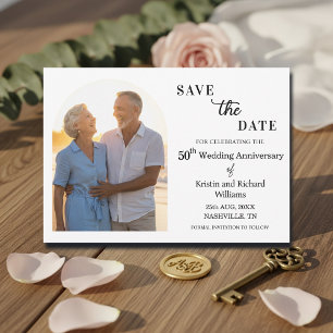 Elegant 50th Wedding Anniversary Photo Save The Date
