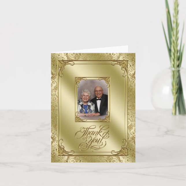 Elegant 50th Wedding Anniversary Photo Thank You (Front)