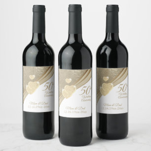 Elegant 50th Wedding Anniversary   Wine Label