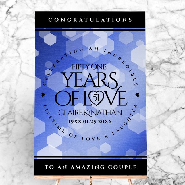 Elegant 51st Sapphire Wedding Anniversary Acrylic Sign (Elegant 51st Sapphire Wedding Anniversary Acrylic Sign Cover Photo)