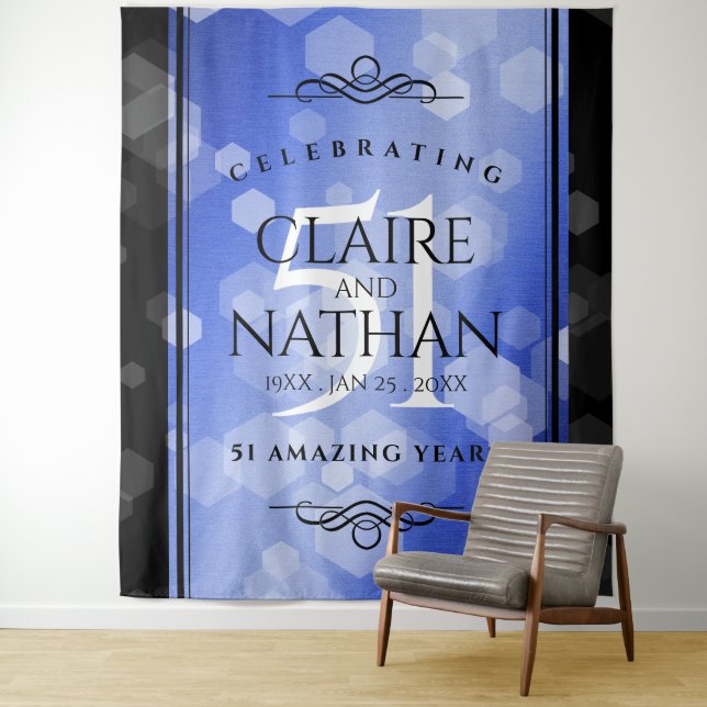 Elegant 51st Sapphire Wedding Anniversary Tapestry (In Situ)
