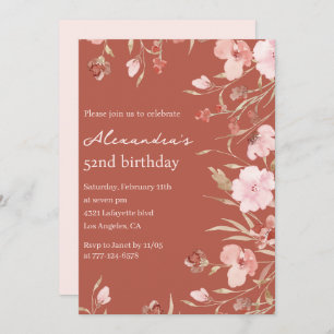 Elegant 52nd birthday invitations Floral Chic 
