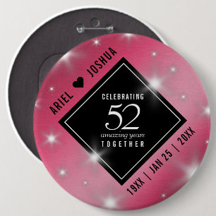 Elegant 52nd Star Ruby Wedding Anniversary 6 Inch Round Button