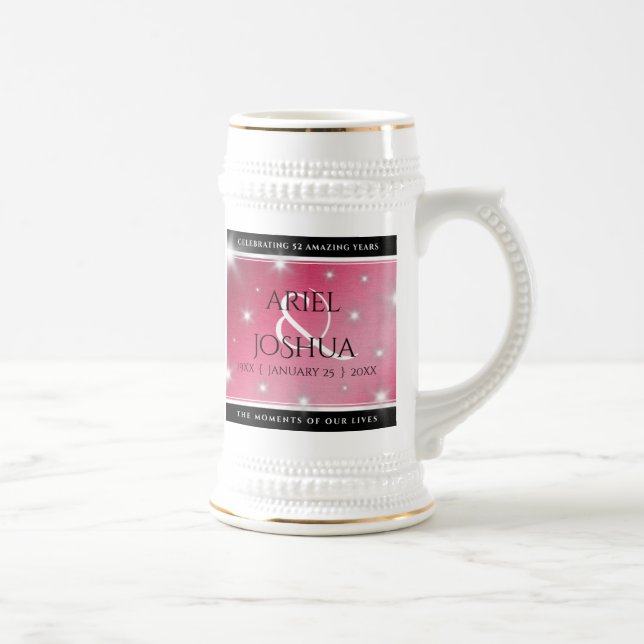 Elegant 52nd Star Ruby Wedding Anniversary Beer Stein (Right)