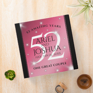 Elegant 52nd Star Ruby Wedding Anniversary Binder