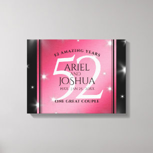 Elegant 52nd Star Ruby Wedding Anniversary Canvas Print
