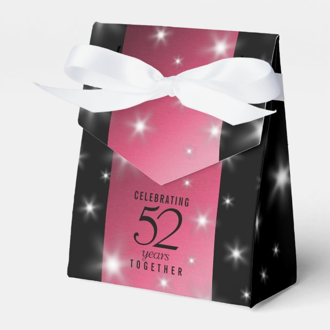 Elegant 52nd Star Ruby Wedding Anniversary Favor Box (Front Side)