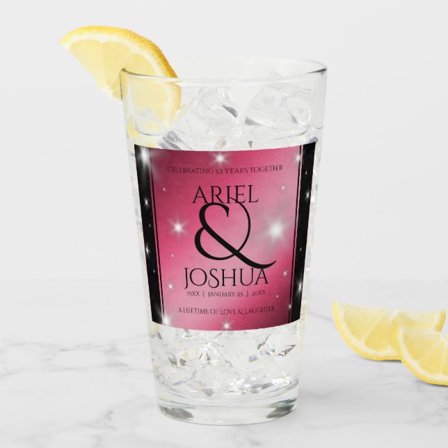 Elegant 52nd Star Ruby Wedding Anniversary Glass (Front Ice)
