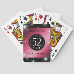 Elegant 52nd Star Ruby Wedding Anniversary Playing Cards