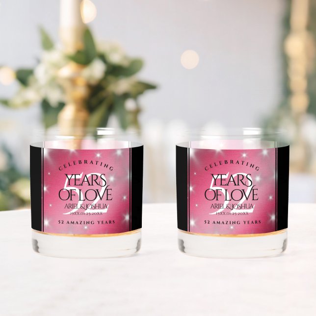 Elegant 52nd Star Ruby Wedding Anniversary Whiskey Glass (Insitu (Wedding))