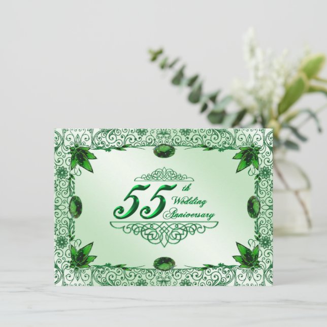 Élégant 55e anniversaire de mariage Invitation 4,5 (Debout devant)