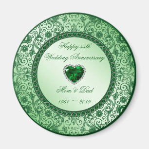 Élégant 55e anniversaire Mariage Magnet rond