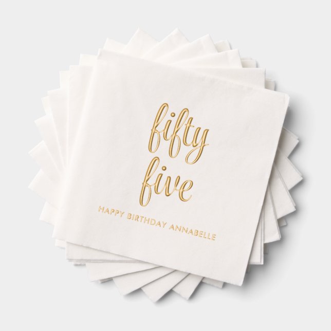 Elegant 55th Birthday Modern Gold Foil Napkins (Insitu (Stacked))