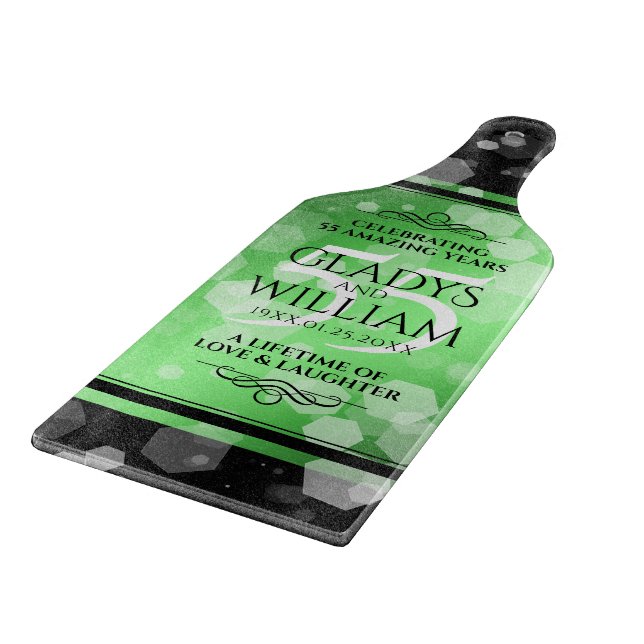 Elegant 55th Emerald Wedding Anniversary Cutting Board (Corner)