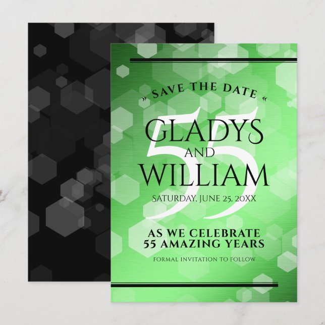 Elegant 55th Emerald Wedding Anniversary Save The Date (Front/Back)