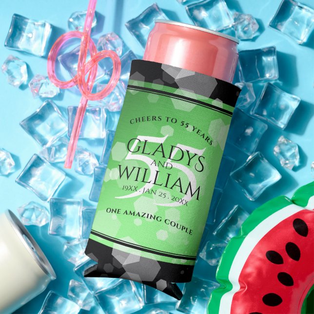 Elegant 55th Emerald Wedding Anniversary Seltzer Can Cooler (In Situ Summer)