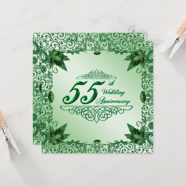 Elegant 55th Wedding Anniversary 5.25x5.25 Invite (Front/Back In Situ)