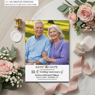 Elegant 55th Wedding Anniversary Photo Save The Date