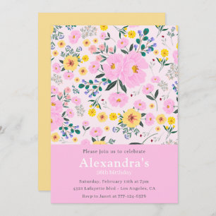 Elegant 56th birthday invitations Floral Chic Pink