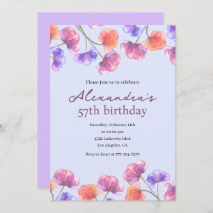 Elegant 57th invitations Boho Floral Chic
