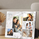 Elegant 5 Photo Collage Loving Life - Grey Marble Plaque<br><div class="desc">Elegant photo plaque which you can personalize with 5 of your favourite photos. The template is set up ready for you to add your photos, working from left to right. Your photos are set against a modern watercolor marble in grey and white, with a stylish geometric design in grey and...</div>