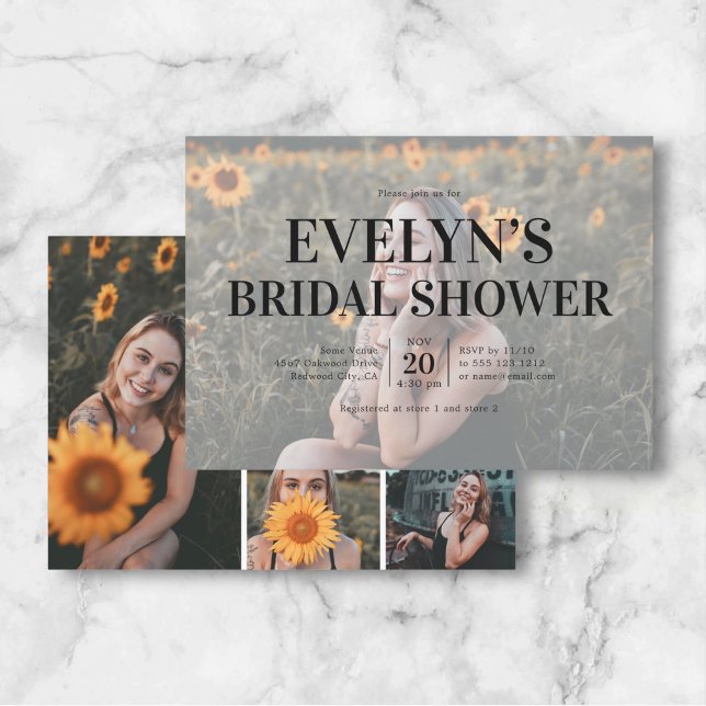 Elégant 5 Photo Invitation de douche nuptiale (Créateur téléchargé)