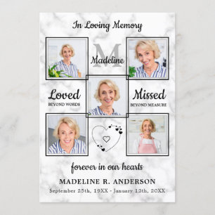 Elegant 5 Photo Order Of Service Memorial Funeral Program